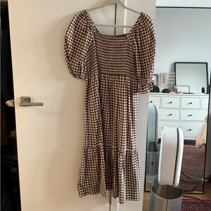 Madewell Gingham Midi Dress Sz S